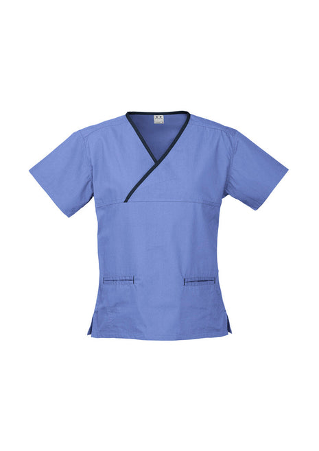 Ladies Contrast Crossover Scrubs Top (BZ-H10722)