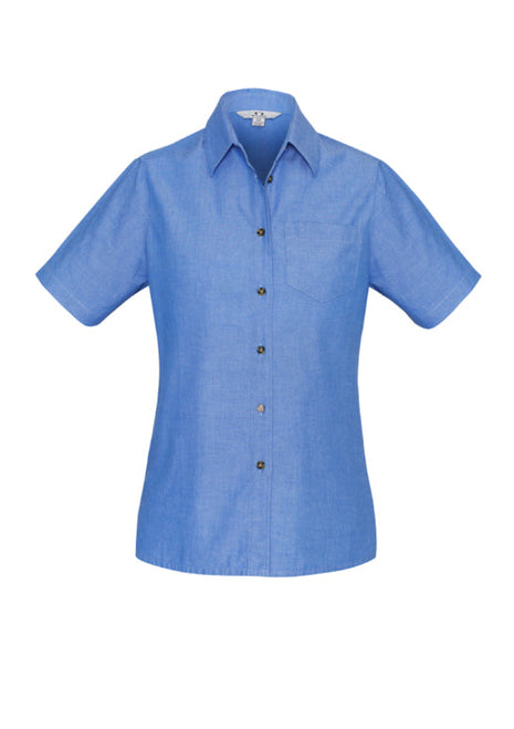 Ladies Wrinkle Free Chambray Short Sleeve Shirt (BZ-LB6200)