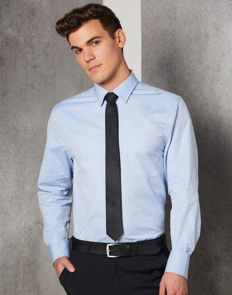 Mens Pinpoint Oxford Long Sleeve Shirt (WS-M7005L)
