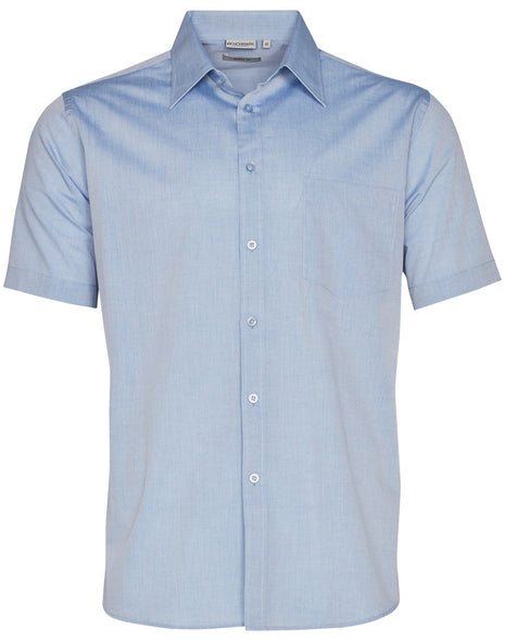 Mens Fine Chambray Short Sleeve Shirt (WS-M7011)