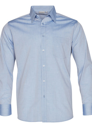 Mens Fine Chambray Long Sleeve Shirt (WS-M7012)