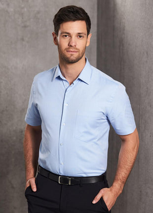 Mens CVC Oxford Short Sleeve Shirt (WS-M7040S)
