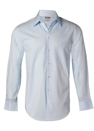 Mens Self Stripe Long Sleeve Shirt (WS-M7100L)