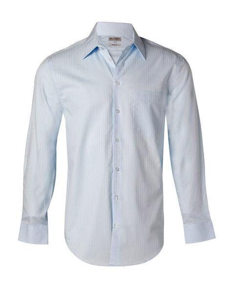 Mens Self Stripe Long Sleeve Shirt (WS-M7100L)