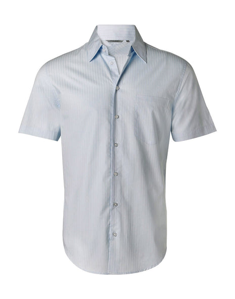 Mens Self Stripe Short Sleeve Shirt (WS-M7100S)