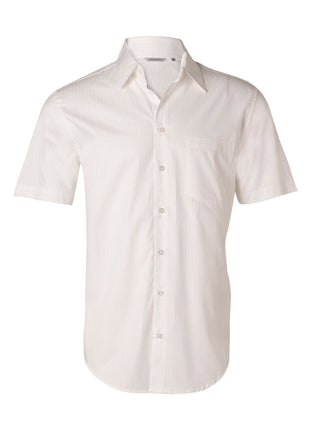Mens Self Stripe Short Sleeve Shirt (WS-M7100S)