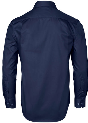 Mens Dobby Striped Taped Long Sleeve Shirt (WS-M7110L)