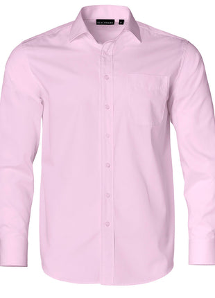 Mens Dobby Striped Taped Long Sleeve Shirt (WS-M7110L)