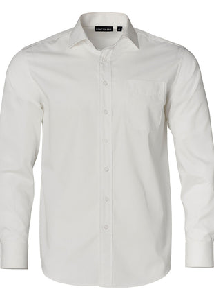 Mens Dobby Striped Taped Long Sleeve Shirt (WS-M7110L)