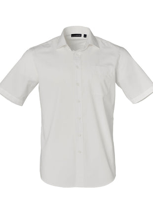 Mens Dobby Striped Taped Short Sleeve Shirt (WS-M7110S)