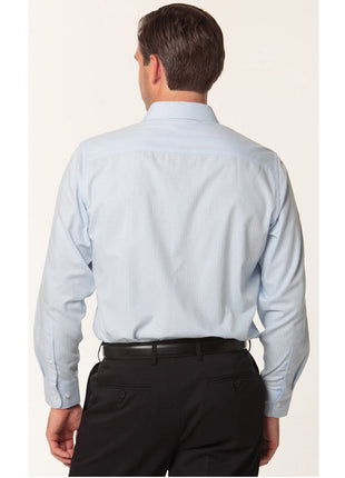 Mens Mini Herringbone Long Sleeve Shirt (WS-M7112)
