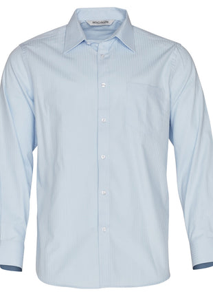 Mens Mini Herringbone Long Sleeve Shirt (WS-M7112)