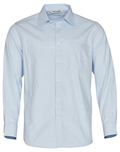 Mens Mini Herringbone Long Sleeve Shirt (WS-M7112)