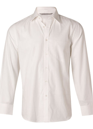 Mens Mini Herringbone Long Sleeve Shirt (WS-M7112)