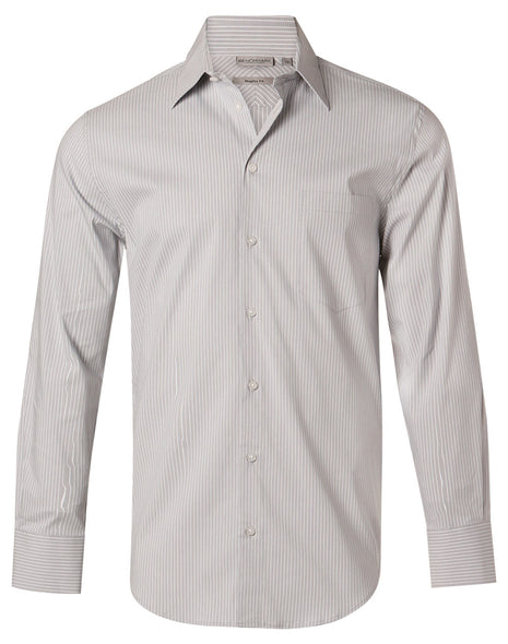 Mens Ticking Stripe Long Sleeve Shirt (WS-M7200L)