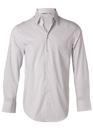 Mens Ticking Stripe Long Sleeve Shirt (WS-M7200L)