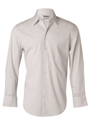 Mens Ticking Stripe Long Sleeve Shirt (WS-M7200L)