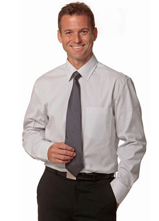 Mens Ticking Stripe Long Sleeve Shirt (WS-M7200L)