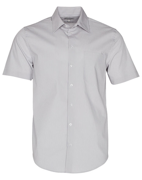 Mens Ticking Stripe Short Sleeve Shirt (WS-M7200S)