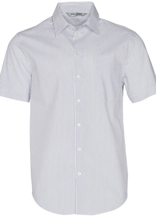 Mens Ticking Stripe Short Sleeve Shirt (WS-M7200S)