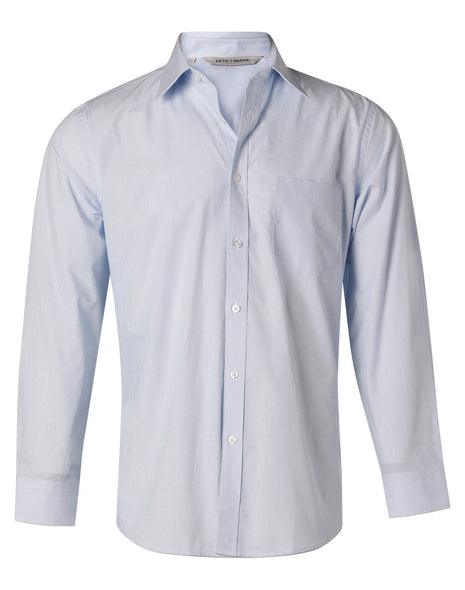 Mens Fine Stripe Long Sleeve Shirt (WS-M7212)