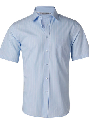 Mens Pin Stripe Short Sleeve Shirt (WS-M7221)