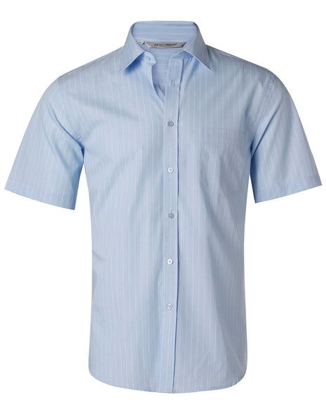 Mens Pin Stripe Short Sleeve Shirt (WS-M7221)