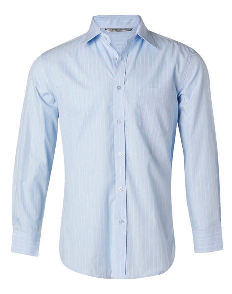 Mens Pin Stripe Long Sleeve Shirt (WS-M7222)