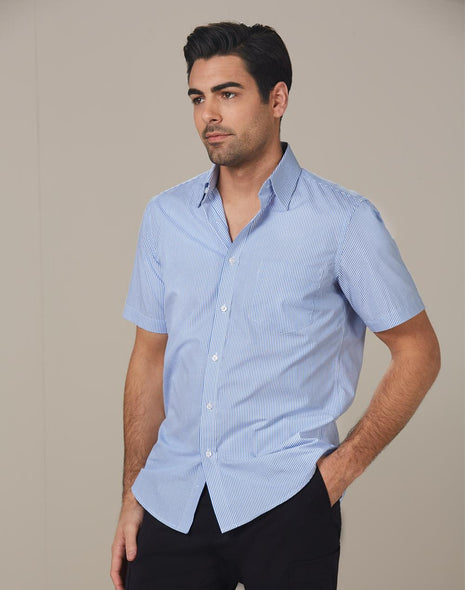 Mens Balance Stripe Short Sleeve Shirt (WS-M7231)