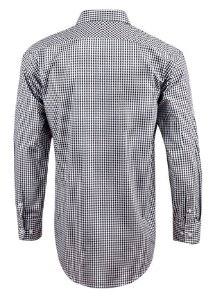 Mens Gingham Check Roll-Up Long Sleeve Shirt (WS-M7300L)