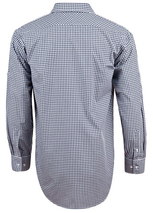Mens Gingham Check Roll-Up Long Sleeve Shirt (WS-M7300L)