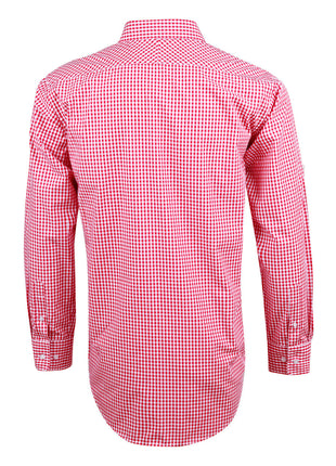 Mens Gingham Check Roll-Up Long Sleeve Shirt (WS-M7300L)