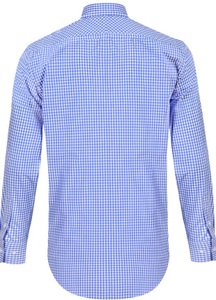 Mens Gingham Check Roll-Up Long Sleeve Shirt (WS-M7300L)