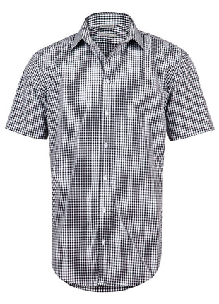 Mens Gingham Check Short Sleeve Shirt (WS-M7300S)