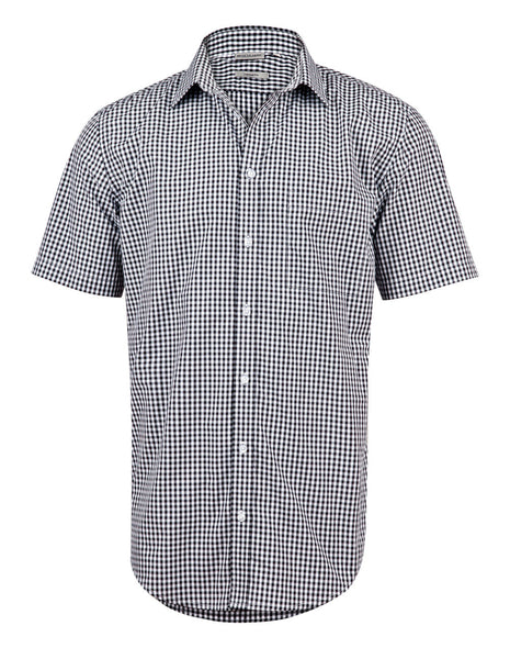 Mens Gingham Check Short Sleeve Shirt (WS-M7300S)