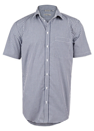 Mens Gingham Check Short Sleeve Shirt (WS-M7300S)