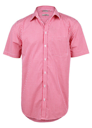 Mens Gingham Check Short Sleeve Shirt (WS-M7300S)