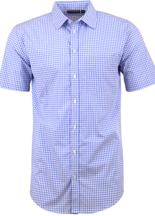 Mens Gingham Check Short Sleeve Shirt (WS-M7300S)