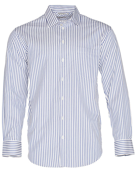 Mens Sateen Stripe Long Sleeve Shirt (WS-M7310L)