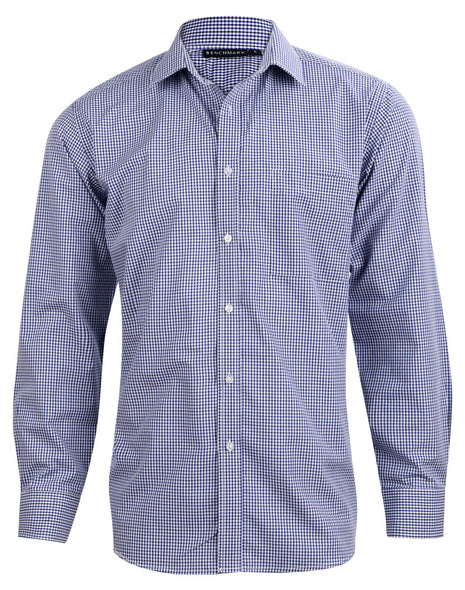 Mens Two Tone Check Long Sleeve Shirt (WS-M7320L)