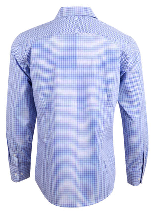 Mens Two Tone Check Long Sleeve Shirt (WS-M7320L)