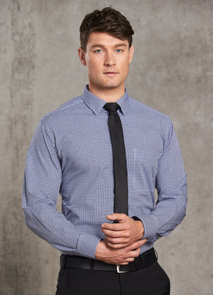 Mens Two Tone Check Long Sleeve Shirt (WS-M7320L)