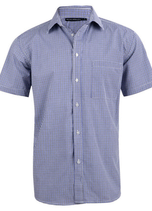 Mens Two Tone Check Short Sleeve Shirt (WS-M7320S)