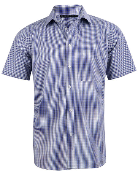 Mens Two Tone Check Short Sleeve Shirt (WS-M7320S)
