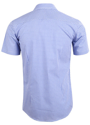 Mens Two Tone Check Short Sleeve Shirt (WS-M7320S)