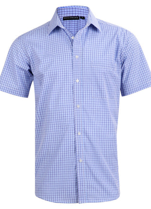 Mens Two Tone Check Short Sleeve Shirt (WS-M7320S)