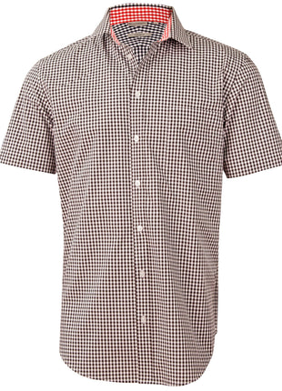 Mens Gingham Check Short Sleeve Shirt (WS-M7330S)