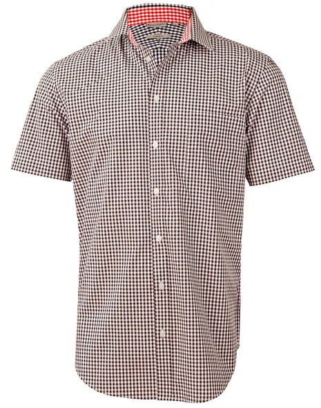Mens Gingham Check Short Sleeve Shirt (WS-M7330S)