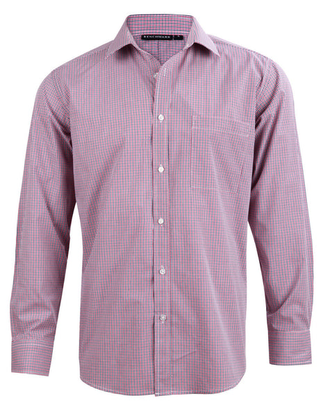 Mens Two Tone Mini Check Long Sleeve Shirt (WS-M7340L)