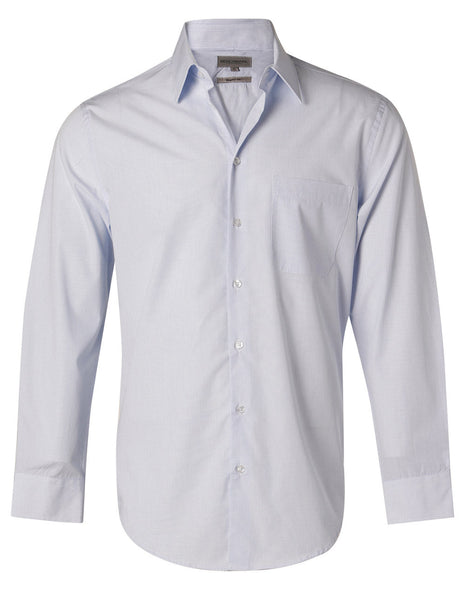 Mens Mini Check Long Sleeve Shirt (WS-M7360L)